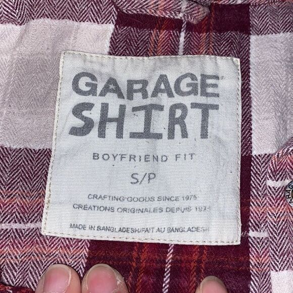 𝅺GARAGE Shirt Boyfriend Fit Plaid  Long Sleeve Shirt (S) - Picture 5 of 10
